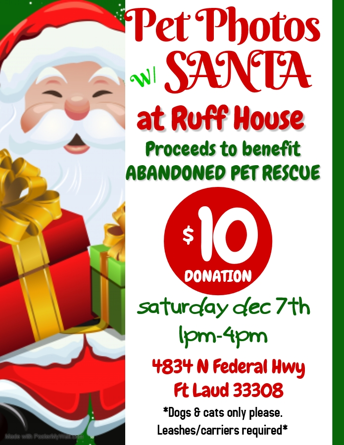 Pet Photos With Santa At Ruff House (12/7/19) @ Ruff House | Fort Lauderdale | Florida | United States