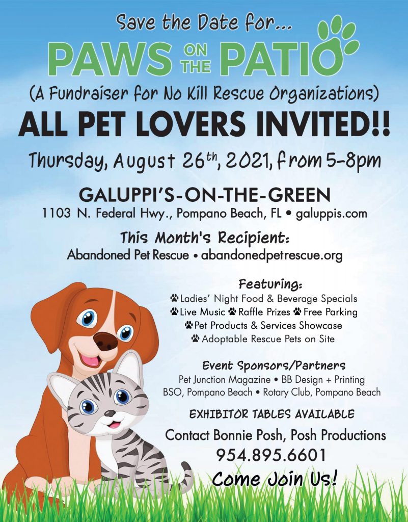 PAWS ON THE PATIO (8/26) @ Galuppi's On The Green | Pompano Beach | Florida | United States