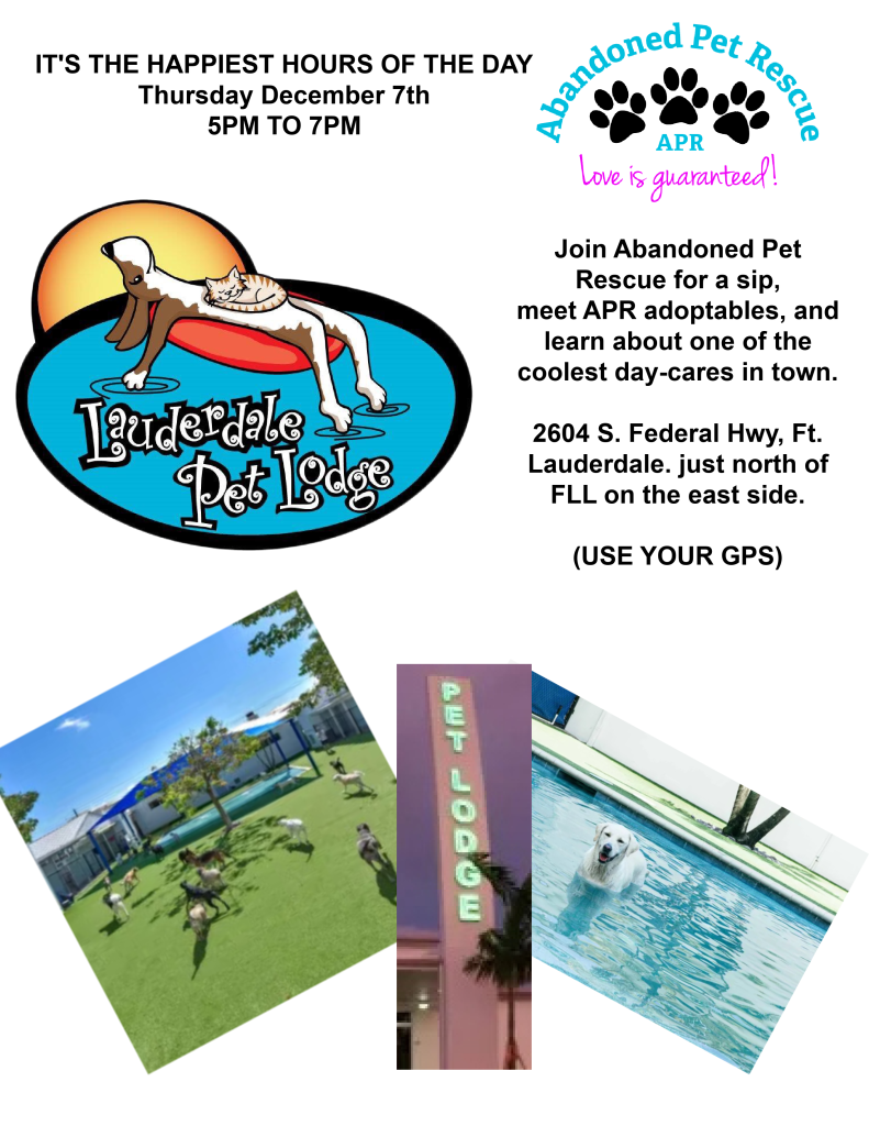 SIP AT OUR PET LODGE ADOPTION PARTY (12/7) @ PET LODGE | Fort Lauderdale | Florida | United States